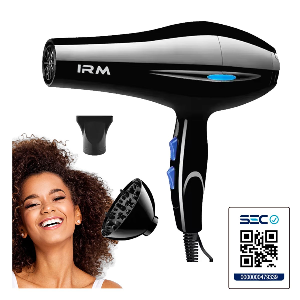 IRM - Secador De Cabello Profesional 3500w Certificado SEC 2 boquillas