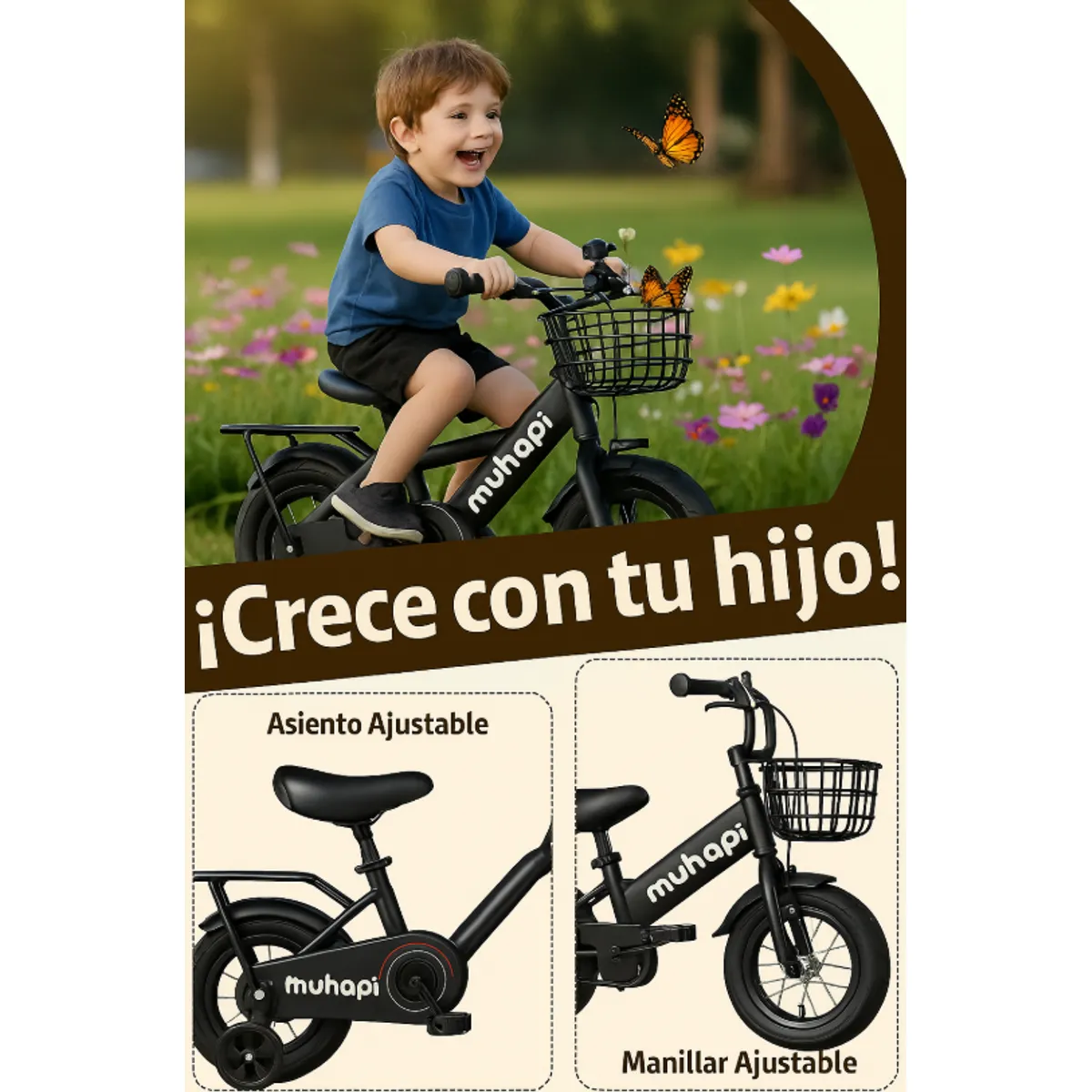 HOMER OUTDOOR - Bicicleta Infantil Aro 14 Niño  Negro  HOMER
