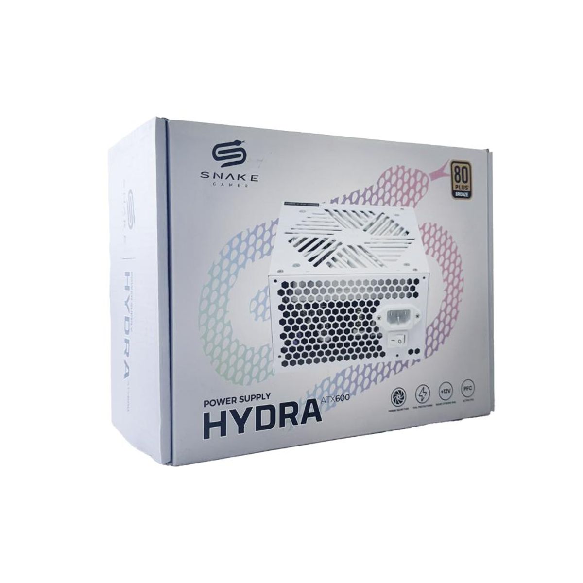 SNAKE GAMER - Fuente de Poder Hydra ATX 600W Blanca Certificada 80 Plus Bronze
