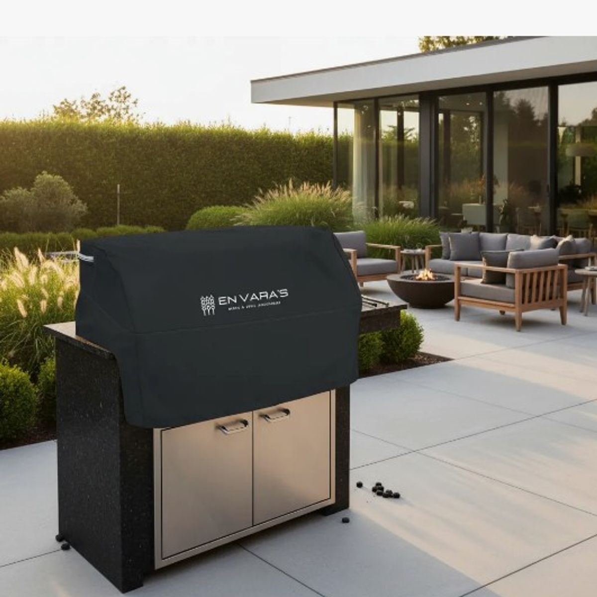 EN VARA'S MEATS & GRILL - Funda Cobertor para parrilla parrillera empotrable Black L 5 Quemadores