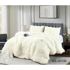 GENERICO - Cobertor de invierno peludo con chiporro 1,5 plaza Blanco Invierno