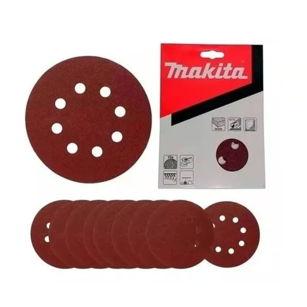 MAKITA - Disco Lija Con Velcro (10u) 125mm Grano 100 D-54520 Makita