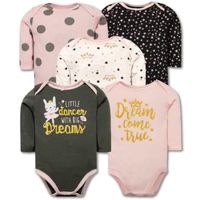 Pack 5 Bodys Bebé Niña Manga Larga 100% Algodón Diseño Ballet Dreams