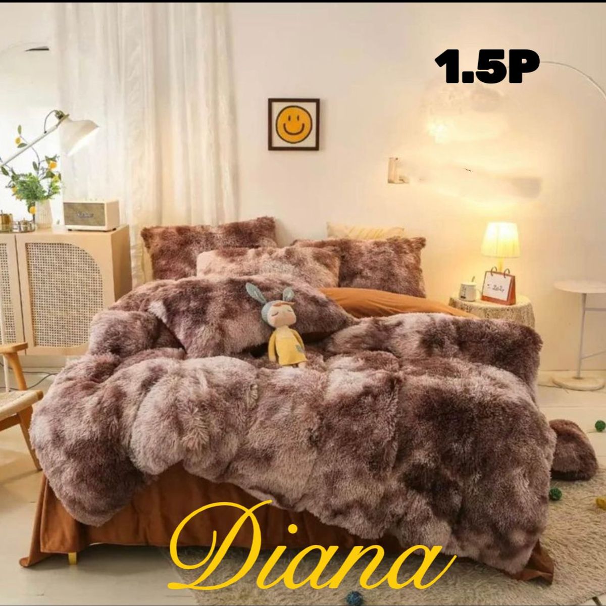 GENERICO - Cobertor de invierno peludo con chiporro 1,5 plaza Cafe Jaspeado