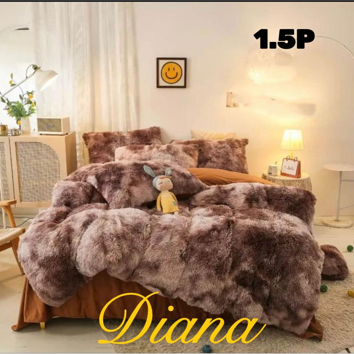 GENERICO - Cobertor de invierno peludo con chiporro 1,5 plaza Cafe Jaspeado