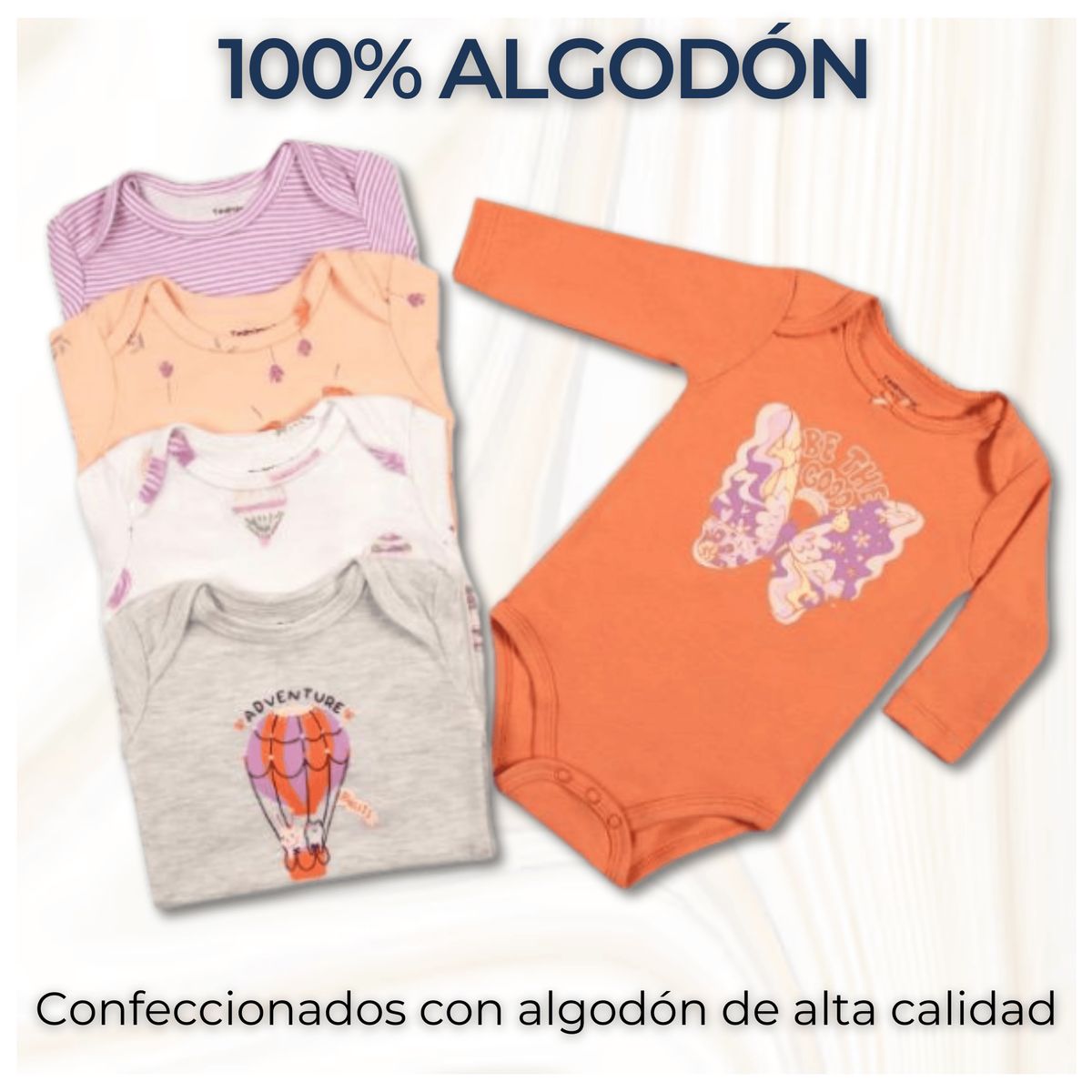 TEDMIMAK - Pack 5 Bodys Bebé Niña Manga Larga 100% Algodón Cute Butterflies