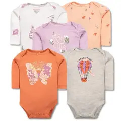 TEDMIMAK - Pack 5 Bodys Bebé Niña Manga Larga 100% Algodón Cute Butterflies
