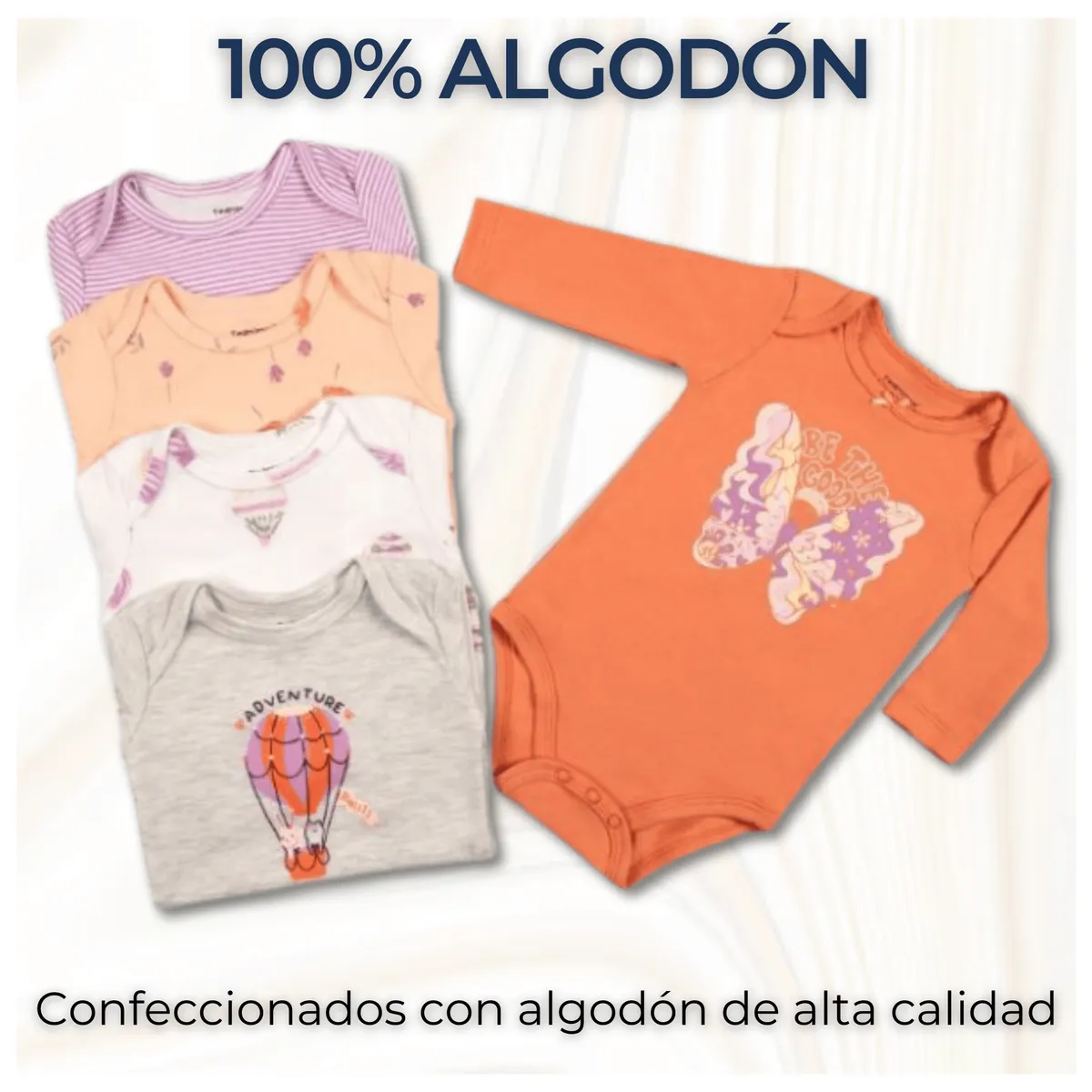 TEDMIMAK - Pack 5 Bodys Bebé Niña Manga Larga 100% Algodón Cute Butterflies