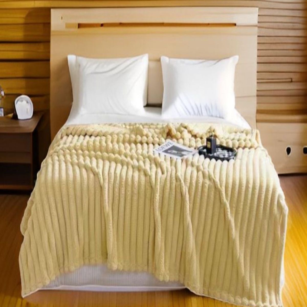 GENERICO - FRAZADA EXTRA SUAVE ELEGANTE PLAZA Y MEDIA Beige