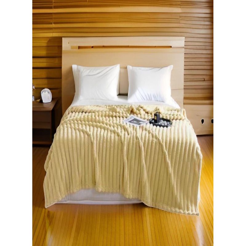 GENERICO - FRAZADA EXTRA SUAVE ELEGANTE PLAZA Y MEDIA Beige