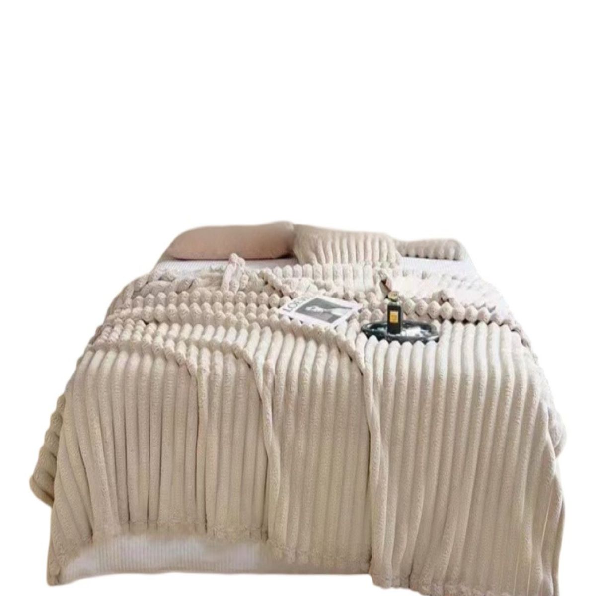 GENERICO - FRAZADA EXTRA SUAVE ELEGANTE PLAZA Y MEDIA Beige