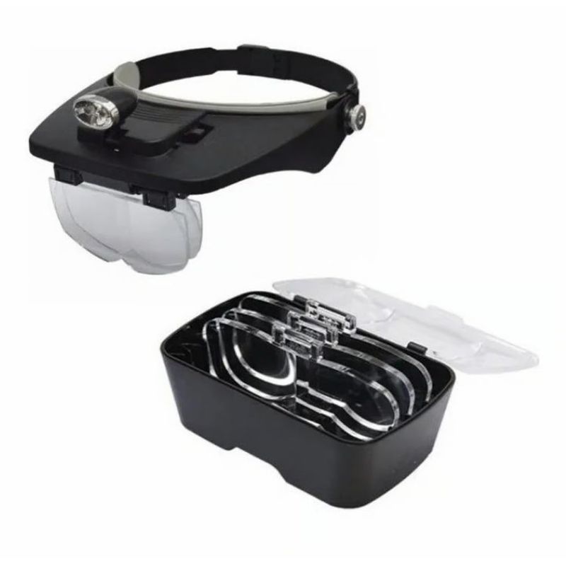 GENERICO - LUPA PARA CABEZA CON LUZ LED LENTES INTERCAMBIABLES 658