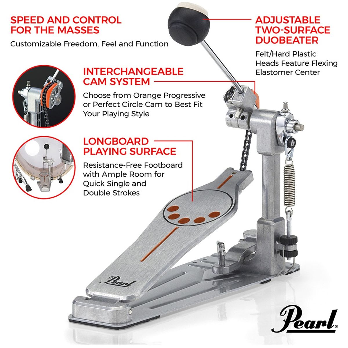 PEARL - Pedal de bombo simple Pearl P-930