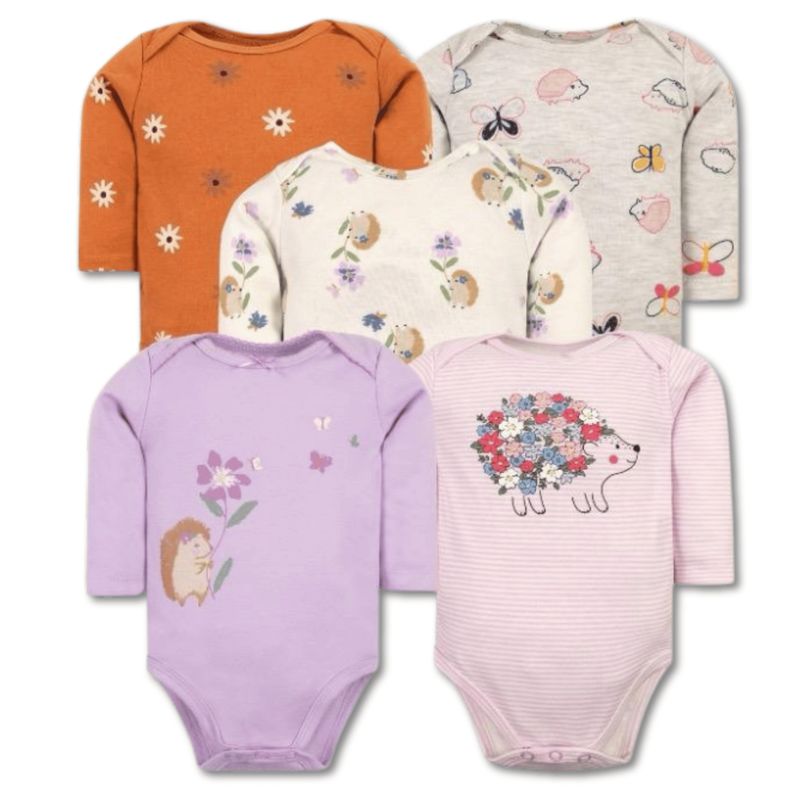 TEDMIMAK - Pack 5 Bodys Bebé Niña Manga Larga 100% Algodón Magic Porcupine