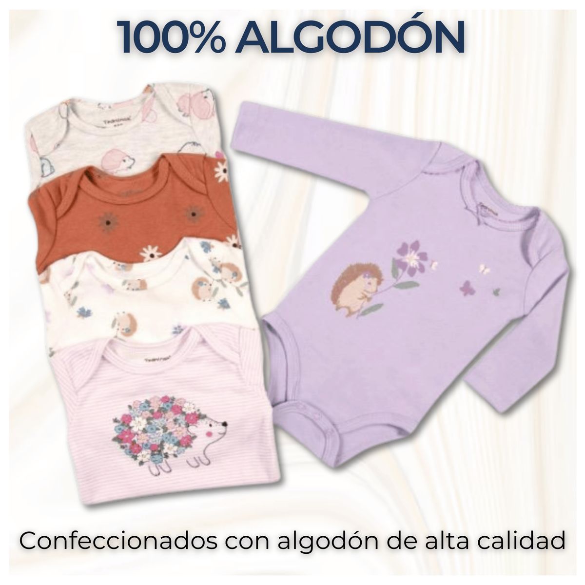 TEDMIMAK - Pack 5 Bodys Bebé Niña Manga Larga 100% Algodón Magic Porcupine