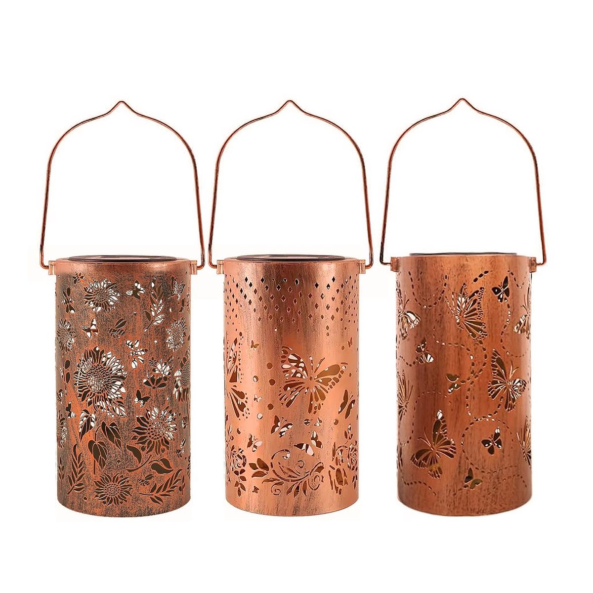 GENERICO - Farol Solar -Metal Diseño Surtido- Cilindro Colgante 18x10cm -747