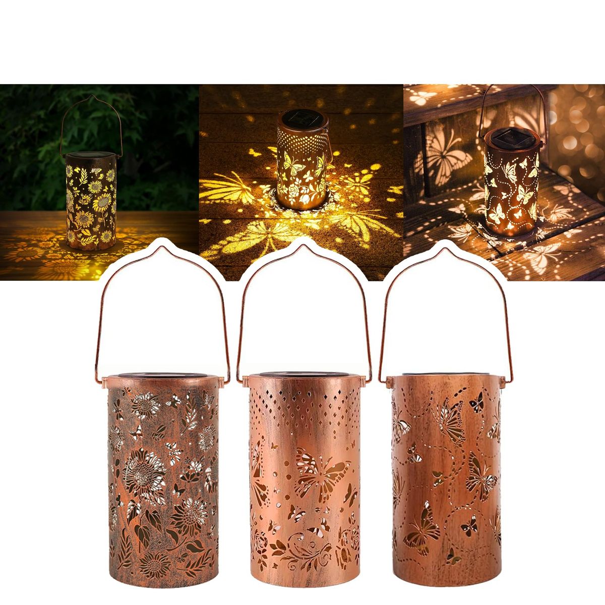 GENERICO - Farol Solar -Metal Diseño Surtido- Cilindro Colgante 18x10cm -747