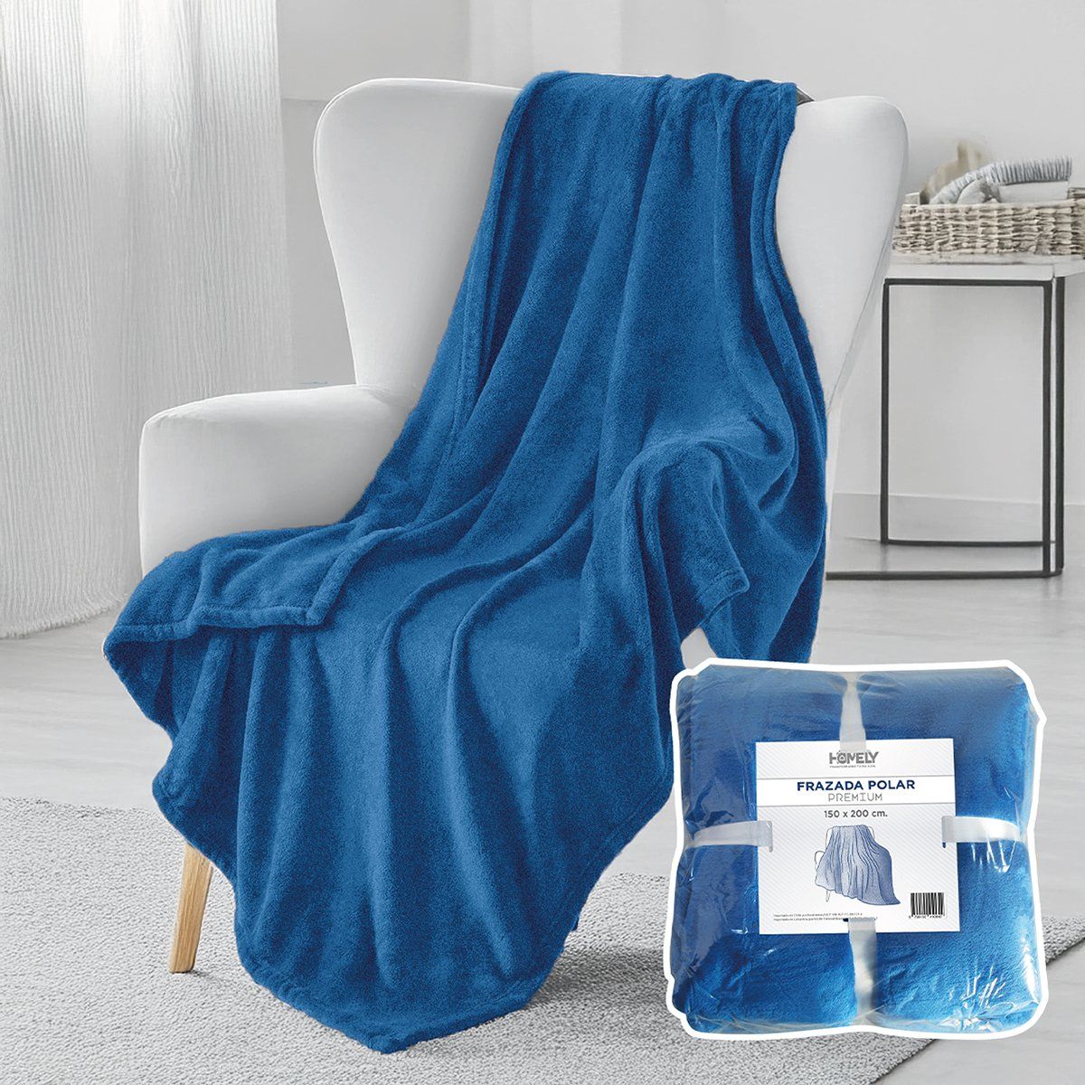 HOMELY - Frazada Polar Termica 2 Plazas Homely Manta 150x200cm Azul
