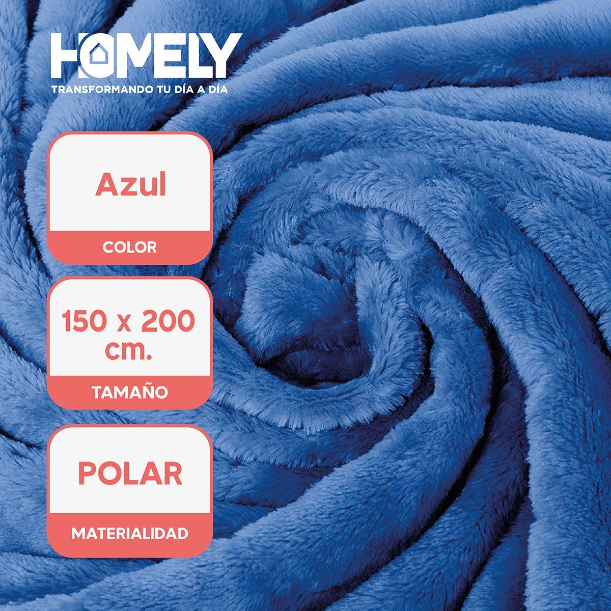 HOMELY - Frazada Polar Termica 2 Plazas Homely Manta 150x200cm Azul