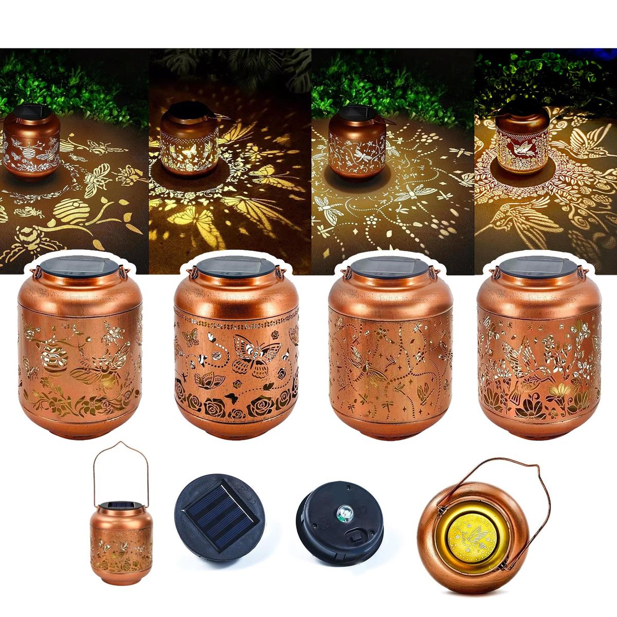 GENERICO - Farol Solar -Metal Diseño Surtido- Cilindro Colgante 14x12cm 748