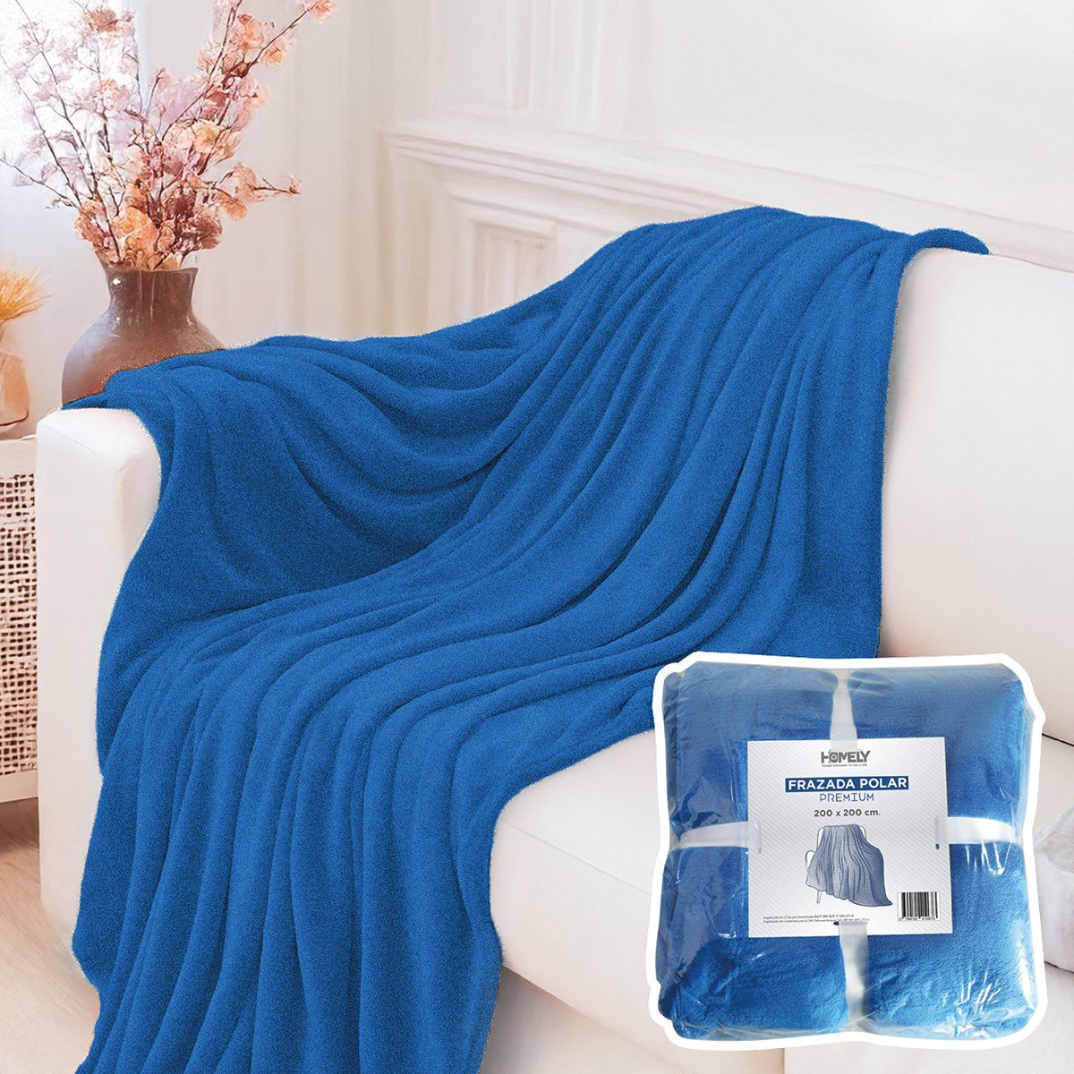 HOMELY - Frazada Polar Termica King Homely Manta 200x200cm Azul