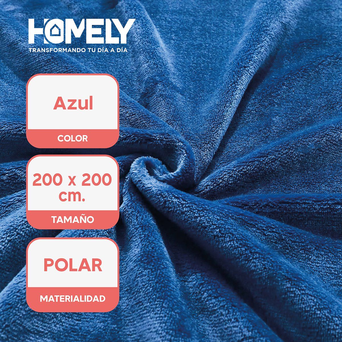 HOMELY - Frazada Polar Termica King Homely Manta 200x200cm Azul