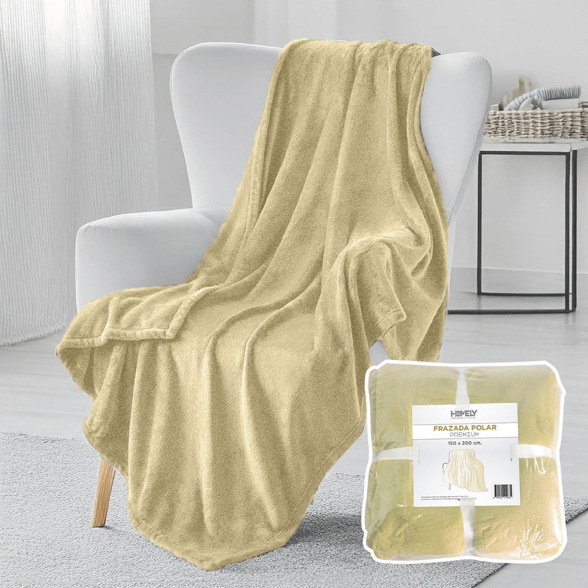 HOMELY - Frazada Polar Termica 2 Plazas Homely Manta 150x200cm Beige