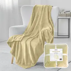 HOMELY - Frazada Polar Termica 2 Plazas Manta 150x200cm Beige