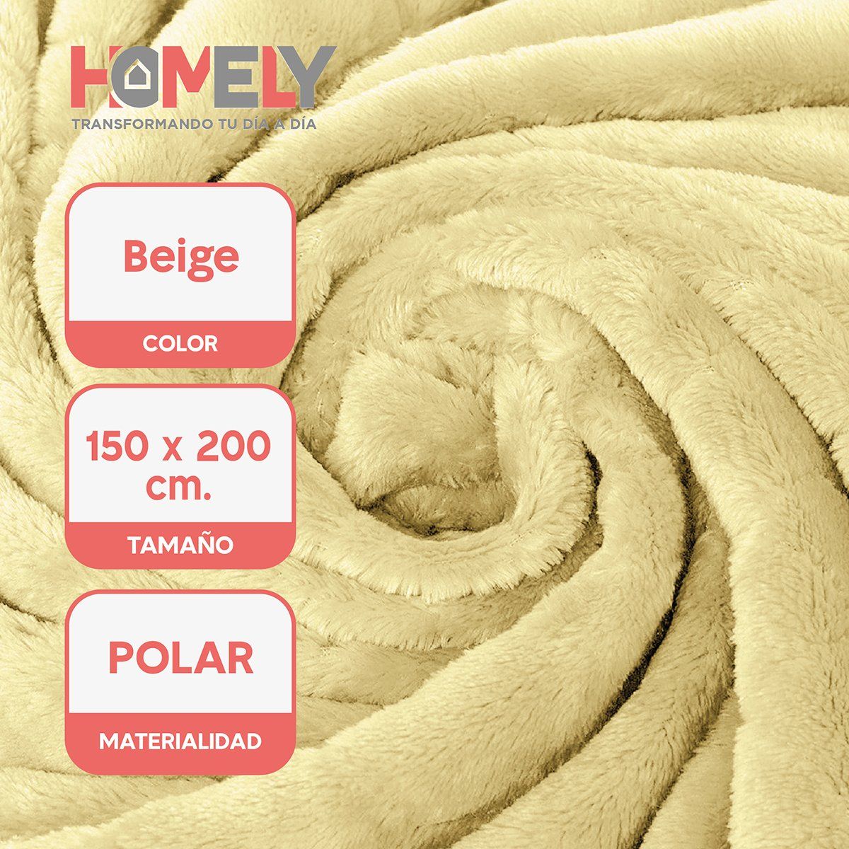 HOMELY - Frazada Polar Termica 2 Plazas Homely Manta 150x200cm Beige