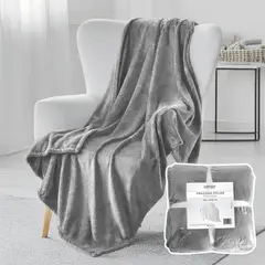 HOMELY - Frazada Polar Termica 2 Plazas Manta 150x200cm Gris