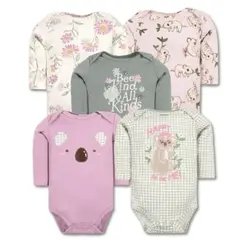 TEDMIMAK - Pack 5 Bodys Bebé Niña Manga Larga 100% Algodón Soft Pink Floral