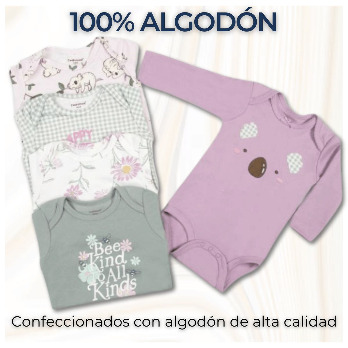 TEDMIMAK - Pack 5 Bodys Bebé Niña Manga Larga 100% Algodón Soft Pink Floral