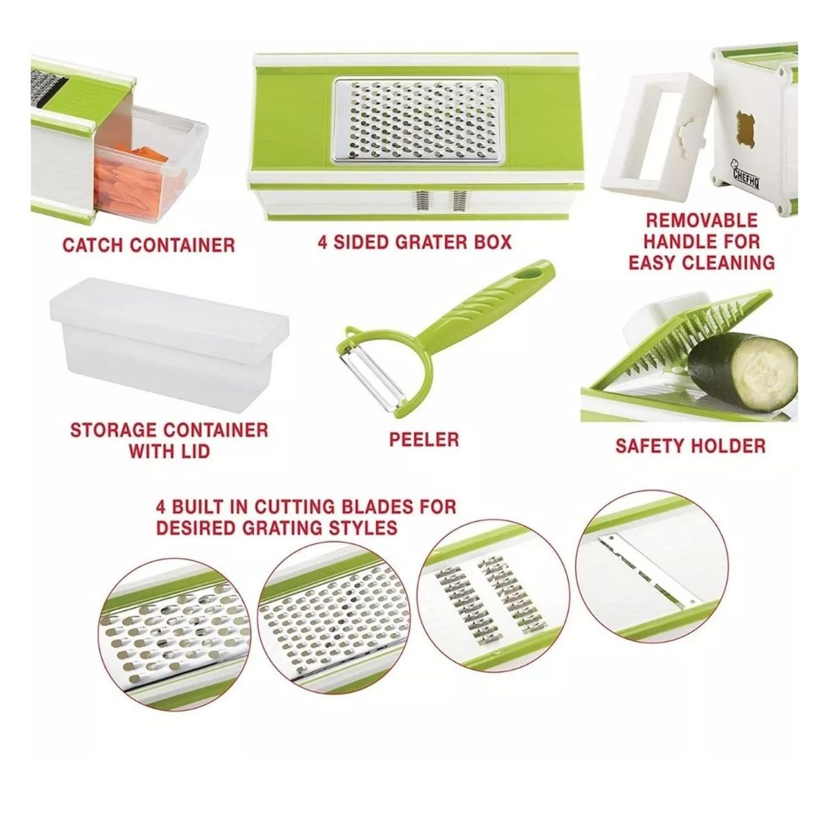 GENERICO - Set Picador Multifuncional De Verduras Verde 24cm