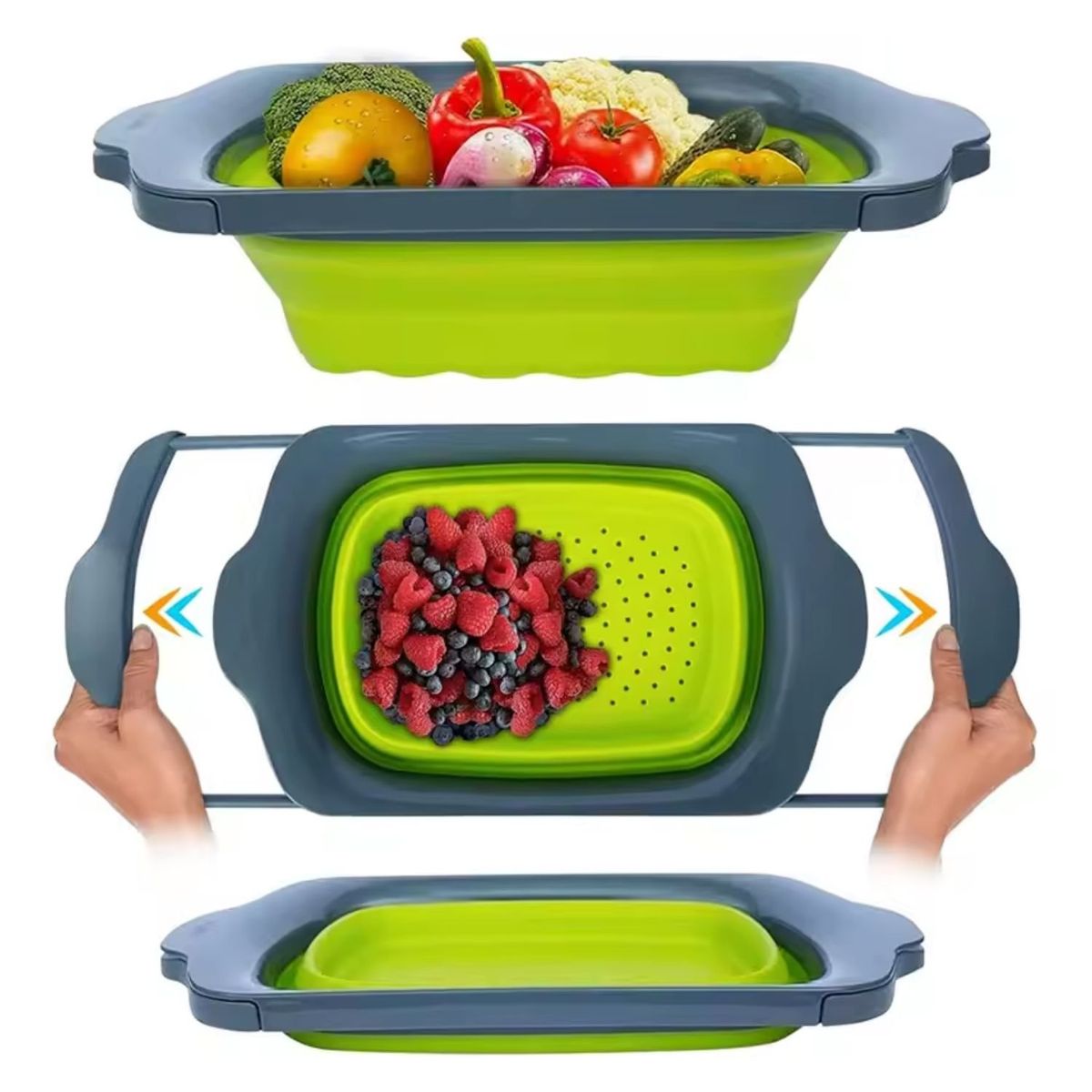GENERICO - Colador Extensible Plegable Verde 39cm De Cocina Ideal