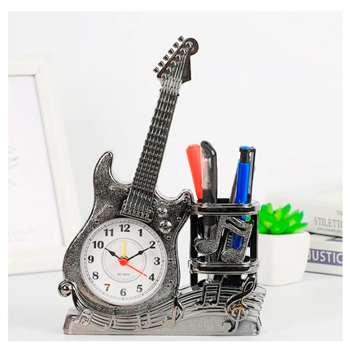 IRM - Reloj De Escritorio Retro Vintage Despertador Figura guitarra