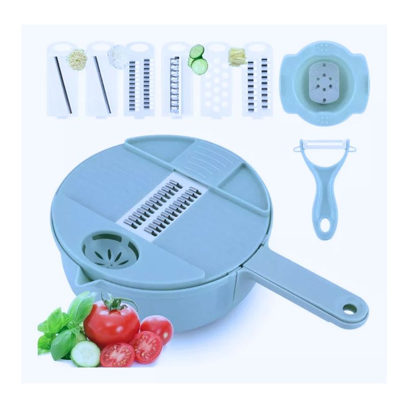 GENERICO - Picador Multifuncional De Verduras 18L Celeste 22cm