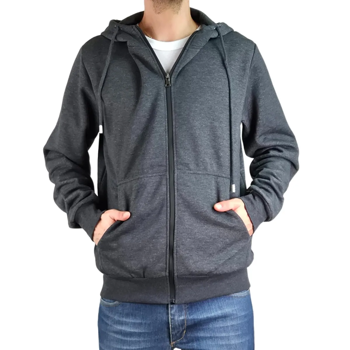 LIKE SHOP - Poleron Frisado Interior Polar Hombre Invierno Cierre Gorro 222