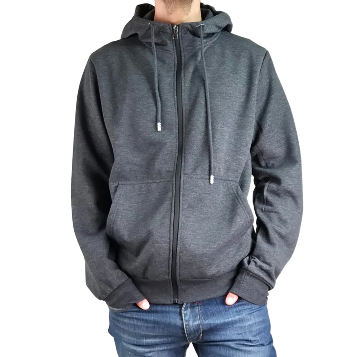 LIKE SHOP - Poleron Frisado Interior Polar Hombre Invierno Cierre Gorro 222