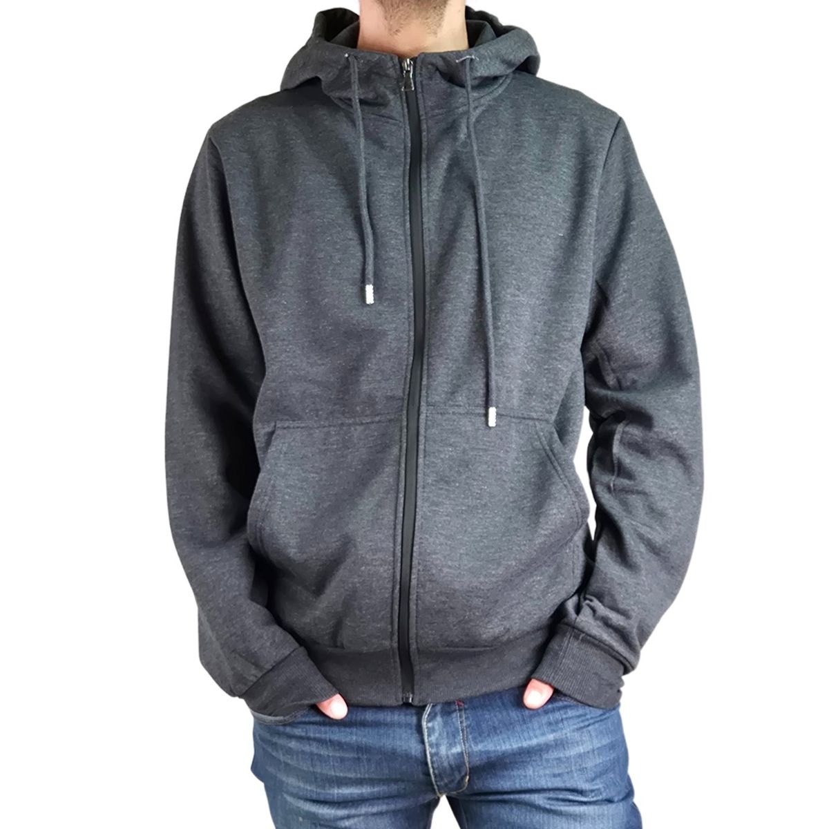 LIKE SHOP - Poleron Frisado Interior Polar Hombre Invierno Cierre Gorro 222