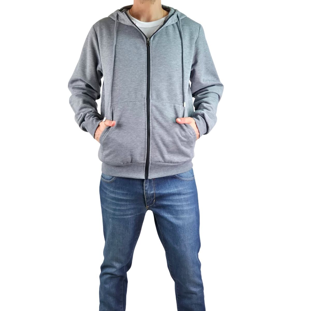 LIKE SHOP - Poleron Frisado Interior Polar Hombre Invierno Cierre Gorro 222