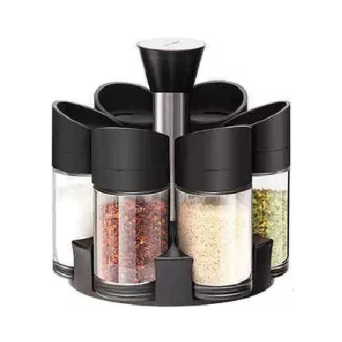 GENERICO - Especiero Girador Tapa Plástica 14cm Diseño Elegante Negro