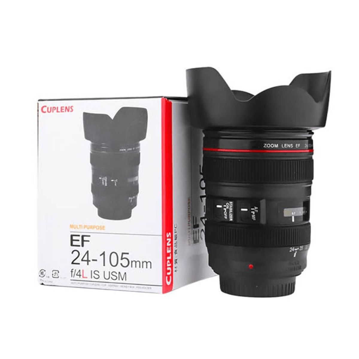 GENERICO - Vaso Camara Con Tapa Visor 14cm 24-105Mm Color Negro