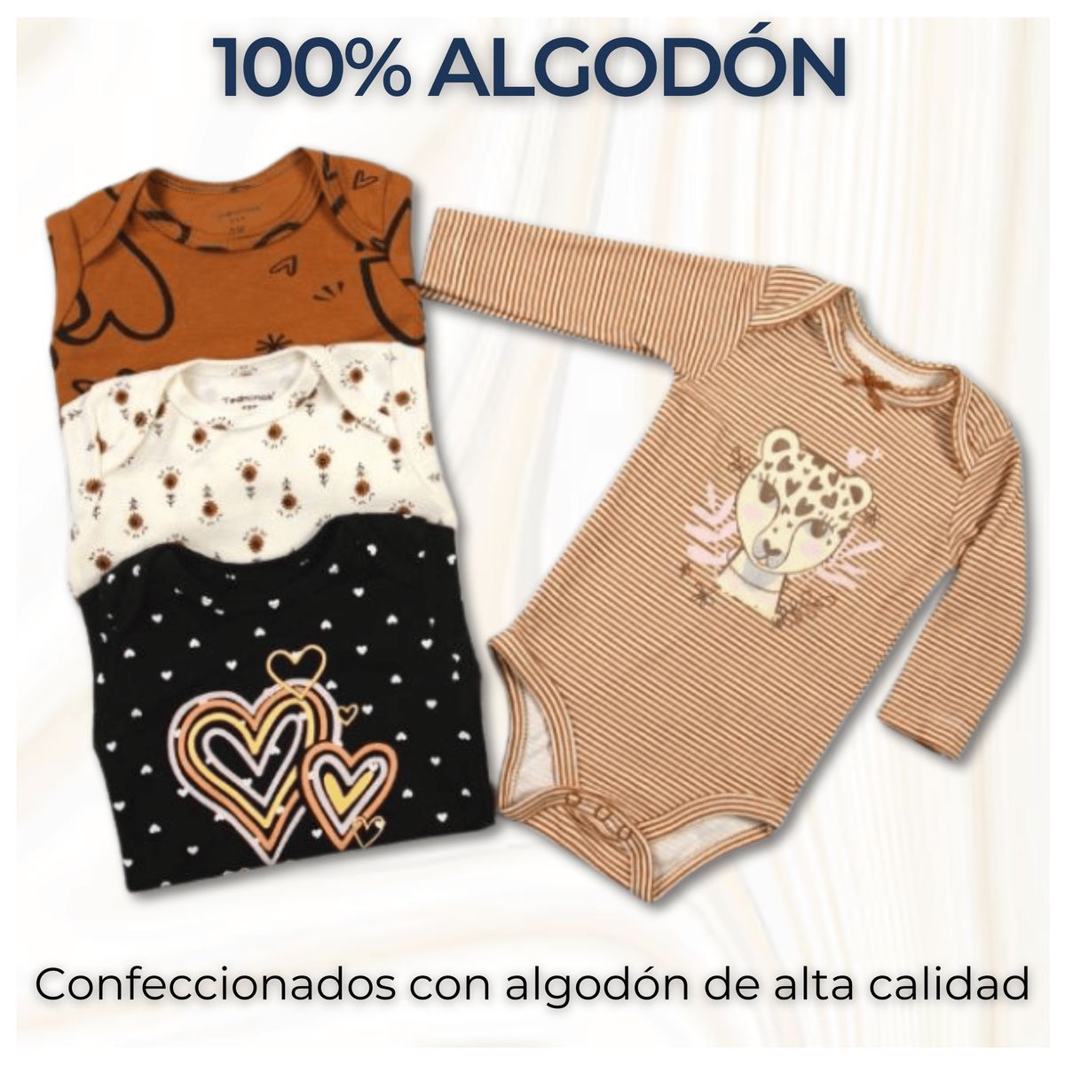 TEDMIMAK - Pack 4 Bodys Bebé Niña Manga Larga Tedmimak 100% Algodón Hearts