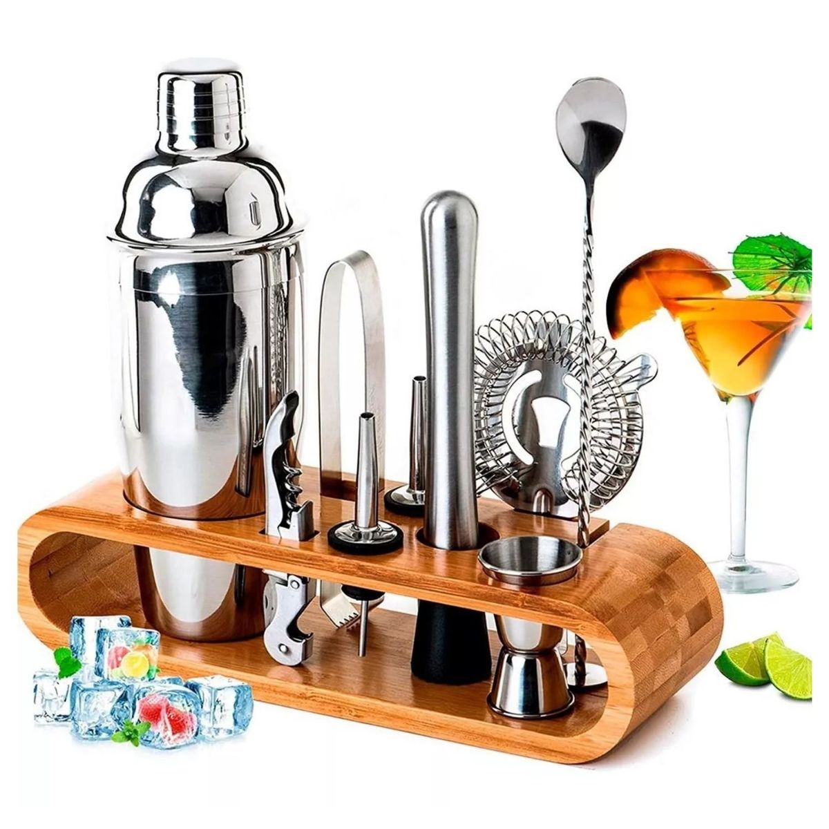 GENERICO - Kit Coctelería 10 Piezas 16cm Acero Inoxidable Plata