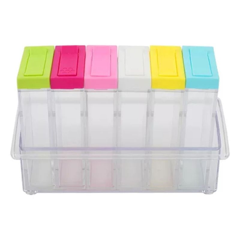 GENERICO - Especiero 6 Frascos Rectangular Ideal Cocina Organizador
