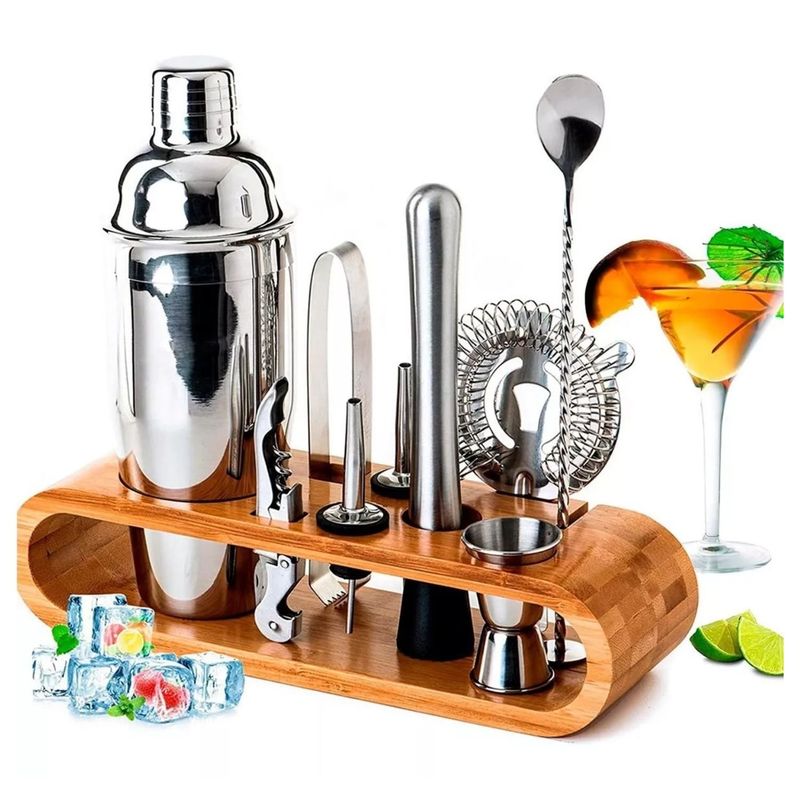 GENERICO - Kit Coctelería 10 Piezas 16cm Acero Inoxidable Plata