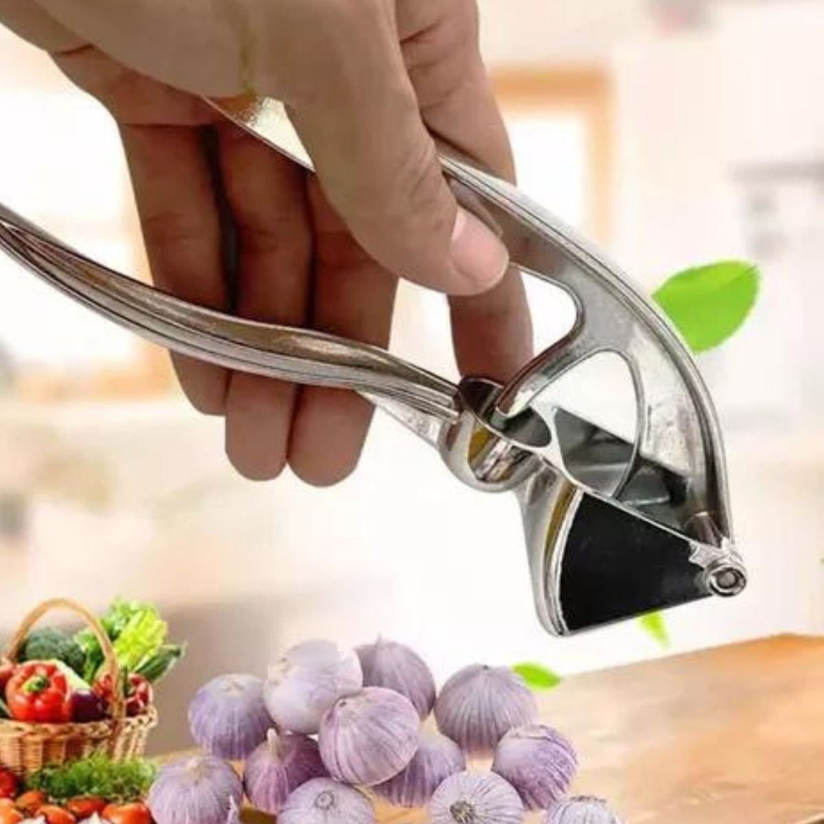 GENERICO - Prensa De Ajos 18cm Plata Herramienta De Cocina Eficiente