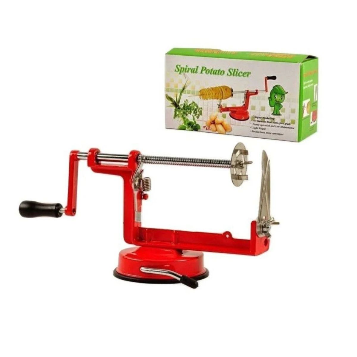 GENERICO - Pelador De Papas En Espiral 22cm Diseño Rojo Ergonomico