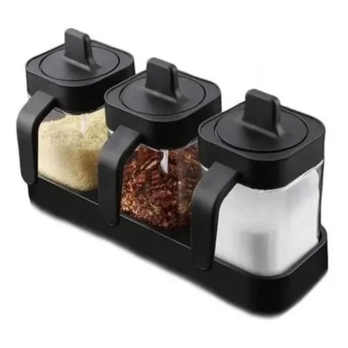 GENERICO - Especiero 3 Frascos Negro Medidas 27cm Diseño Moderno