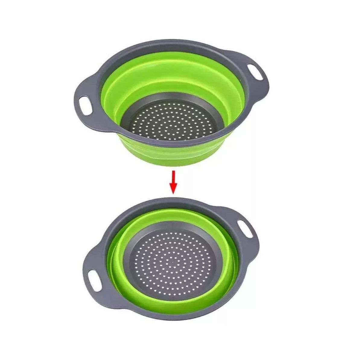 GENERICO - Colador Plegable Circular Verde 30cm Ideal Cocina Utensilio